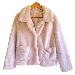 Skye's the Limit Faux Fur Jacket Pink Women's Large Chunky Thick Soft